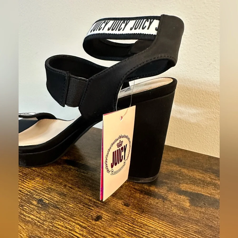 Juicy Couture Womens JUICY GLISSA BLACK High Heeled Ankle Strap Sandal s…